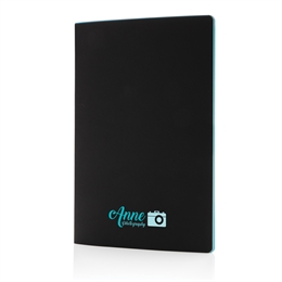 Soft cover PU notesbog med farvet kant, blå